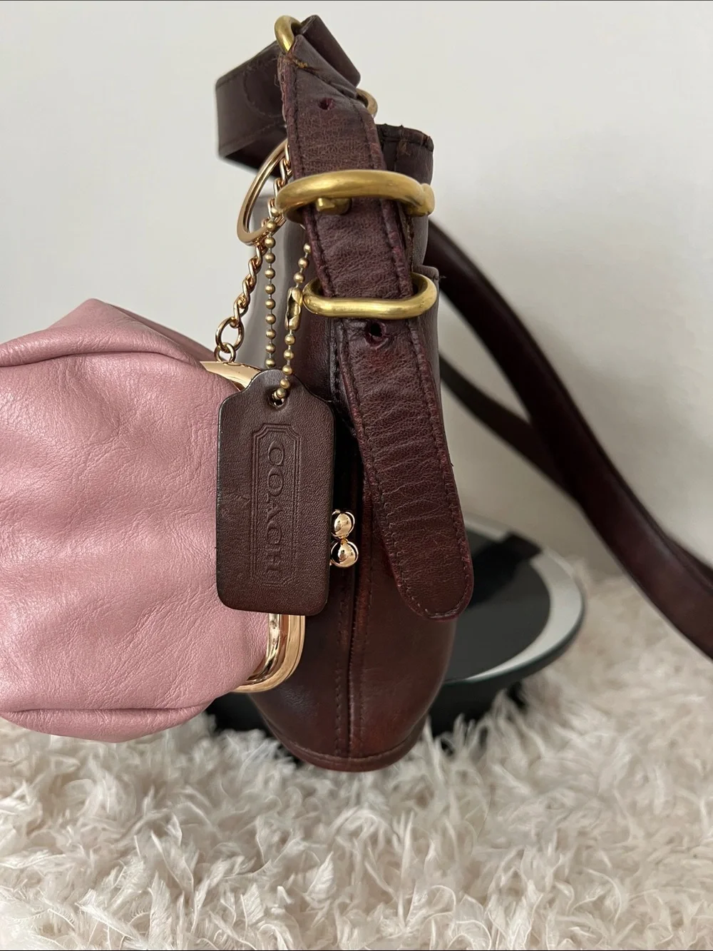 Coach Vintage  Mahogany Equestrian Leather Crossbody Bag